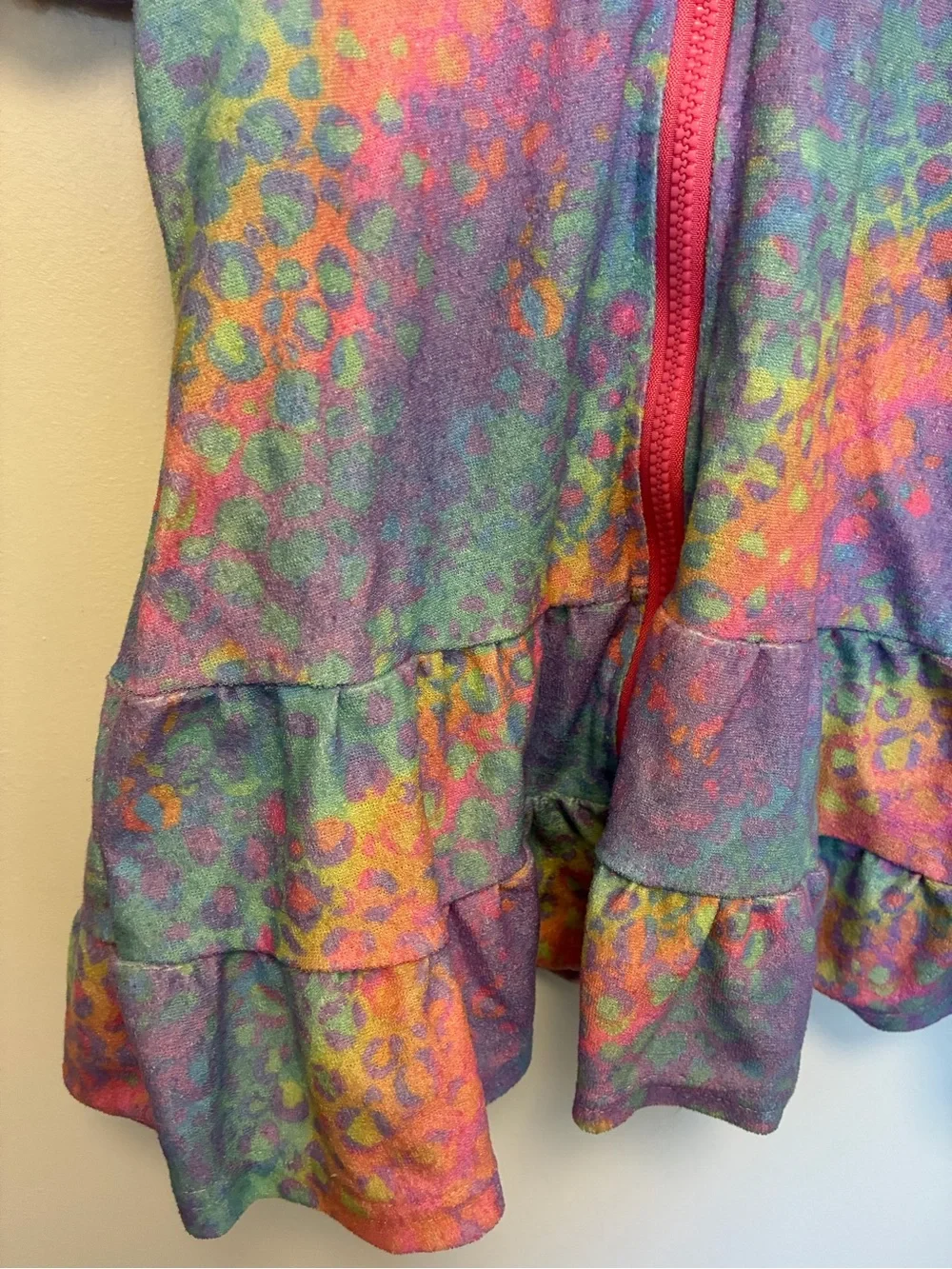 Two Swim/ Beach Hooded Coverups, Rainbow Mermaid and Leopard Prints, Girls 4T